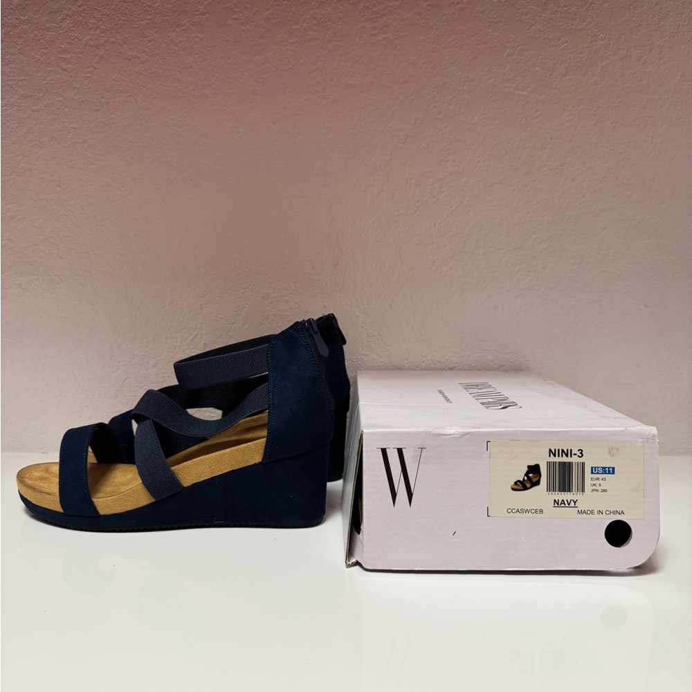 Blue Wedge Shoes with Stylish Design
